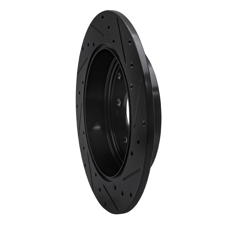 Honda Ridgeline Brake Rotor (1) - Rear Left - R1 Concepts - Drilled & Slotted - Black - `06-`14